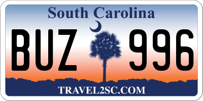 SC license plate BUZ996