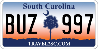 SC license plate BUZ997