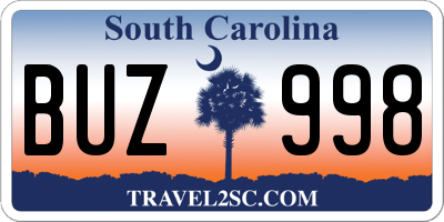 SC license plate BUZ998