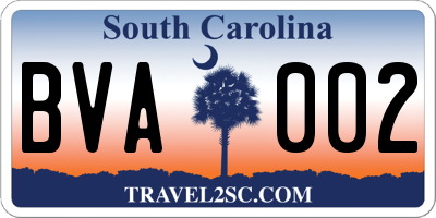 SC license plate BVA002