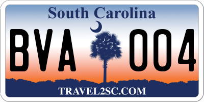 SC license plate BVA004