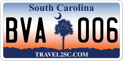 SC license plate BVA006