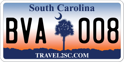 SC license plate BVA008