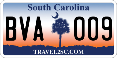 SC license plate BVA009