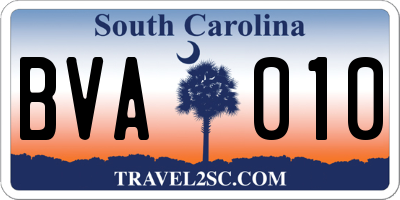 SC license plate BVA010