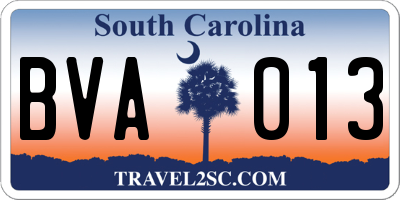 SC license plate BVA013
