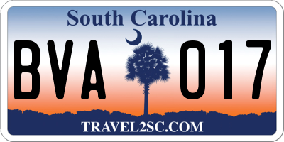 SC license plate BVA017