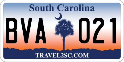 SC license plate BVA021