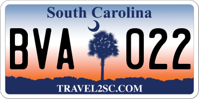 SC license plate BVA022