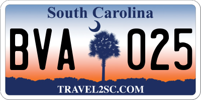 SC license plate BVA025