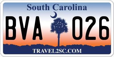 SC license plate BVA026