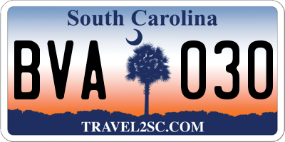 SC license plate BVA030