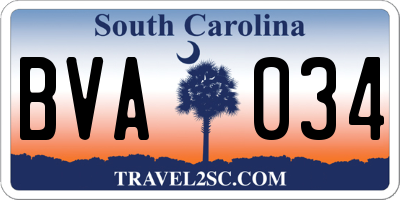 SC license plate BVA034
