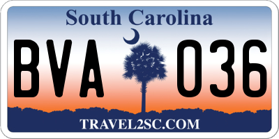 SC license plate BVA036