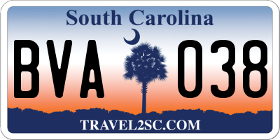 SC license plate BVA038