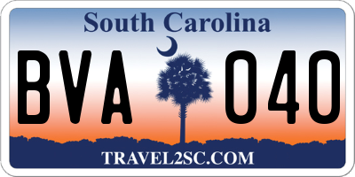 SC license plate BVA040