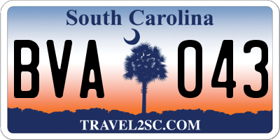 SC license plate BVA043