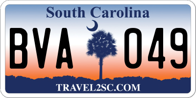 SC license plate BVA049