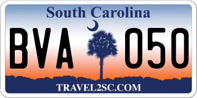 SC license plate BVA050