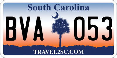 SC license plate BVA053