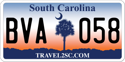 SC license plate BVA058