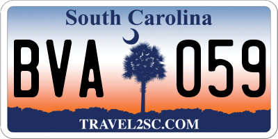 SC license plate BVA059
