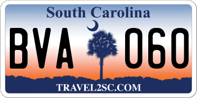 SC license plate BVA060