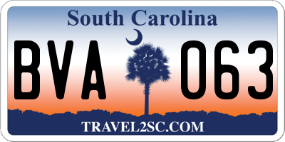 SC license plate BVA063