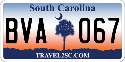 SC license plate BVA067