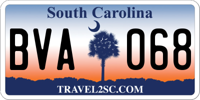 SC license plate BVA068