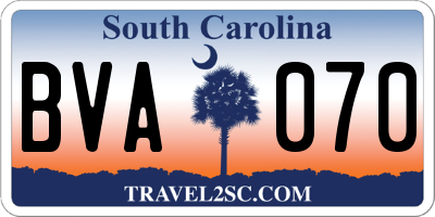 SC license plate BVA070