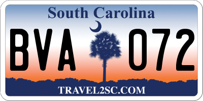 SC license plate BVA072