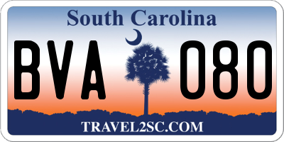 SC license plate BVA080