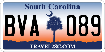 SC license plate BVA089