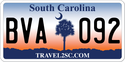 SC license plate BVA092