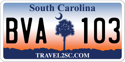 SC license plate BVA103