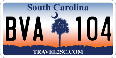SC license plate BVA104