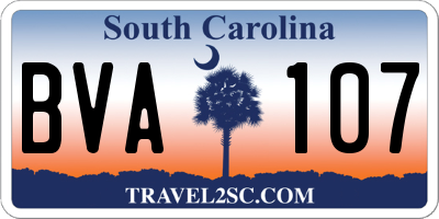 SC license plate BVA107