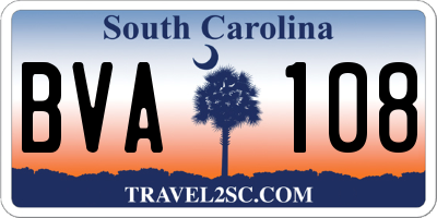 SC license plate BVA108