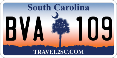 SC license plate BVA109