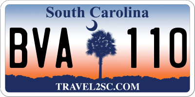 SC license plate BVA110