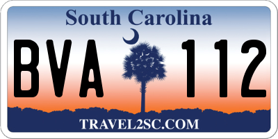 SC license plate BVA112