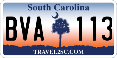 SC license plate BVA113