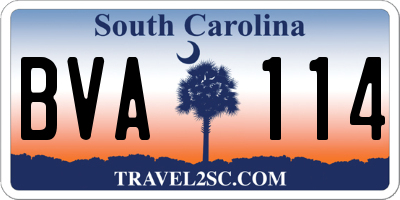 SC license plate BVA114