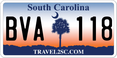 SC license plate BVA118