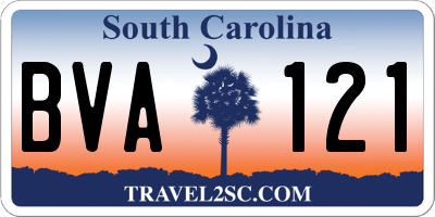 SC license plate BVA121