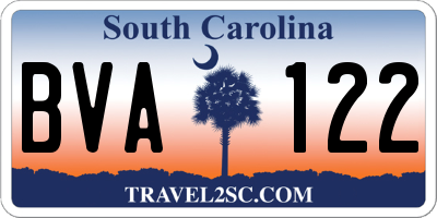 SC license plate BVA122