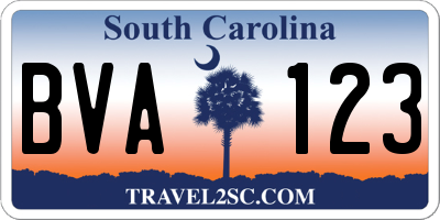SC license plate BVA123