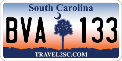 SC license plate BVA133