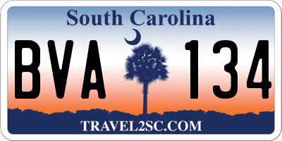 SC license plate BVA134